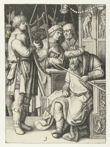 David hraje na harfu pro Saula od Lucas van Leyden