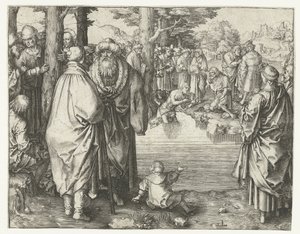 Křest Kristův v Jordánu od Lucas van Leyden