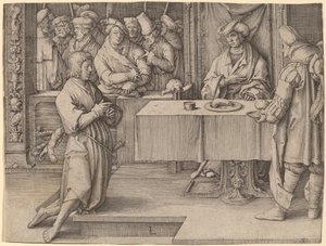 Joseph vykládá sny faraona od Lucas van Leyden