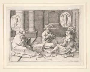 Joseph vykládá sny ve vězení (Gn 40:5-19) od Lucas van Leyden