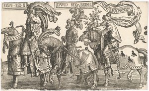 Joshua, David, Juda Makabejský od Lucas van Leyden