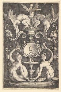 Panel Ornament se dvěma sirénami, 1528. od Lucas van Leyden