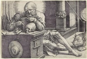 Svatý Jeroným ve své pracovně, 1521 od Lucas van Leyden