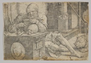 Svatý Jeroným ve své pracovně od Lucas van Leyden