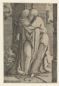 Svatý Joachim objímající svatou Annu, 1520. od Lucas van Leyden