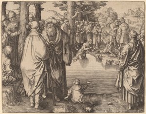 Křest Kristův v Jordánu od Lucas van Leyden