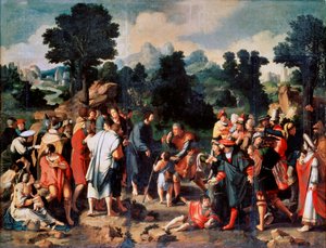 Uzdravení slepého muže z Jericha, Centrální panel, 1531. od Lucas van Leyden