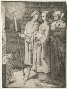 Muž s pochodní a žena následovaná bláznem od Lucas van Leyden