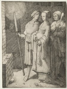 Muž s pochodní a žena následovaná bláznem, c. 1508. od Lucas van Leyden