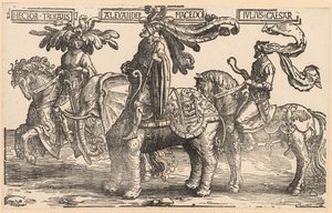 Devět hrdinů: Hektor Trójský, Alexander Makedonský, Julius Caesar, 1515-1517. od Lucas van Leyden