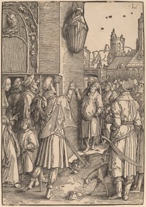 Básník Virgil zavěšený v koši od Lucas van Leyden