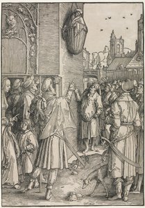 Síla žen: Básník Virgil zavěšený v koši, c. 1512. od Lucas van Leyden