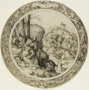 Kulaté utrpení: Kristus nesoucí kříž od Lucas van Leyden