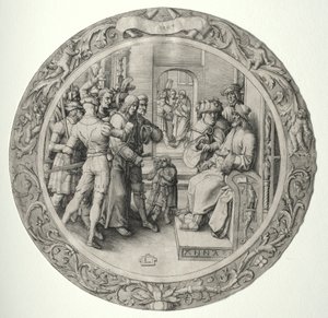 Kulaté pašije: Kristus před veleknězem, 1509. od Lucas van Leyden