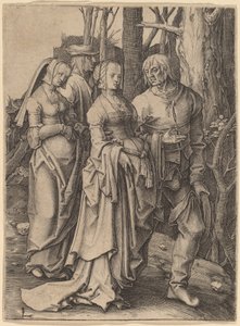 Dva páry v lese od Lucas van Leyden