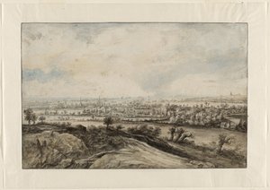 Panoramatická říční krajina s pollardovými vrbami od Lucas van Uden