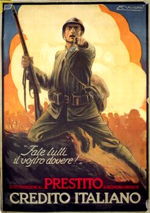 Italská propaganda Plakát v reklamě na válečné dluhopisy