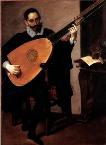 Portrét hudebníka vévodské kaple Gerolama Galla Obraz Luciana Borzone (1590-1645) Genes, Galleria di Palazzo Bianco od Luciano Borzone