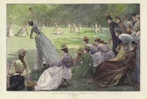 Lady Cricketers: A Good Catch (barevná rytina)