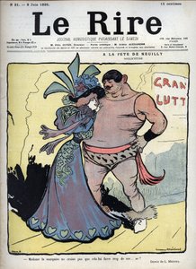 Na svátku Neuilly: péče - elegantně oblečená žena mluví s kreslířským zápasníkem Luciena Marie Francois Metivet (1863-1930) - smích 8. června od Lucien Metivet