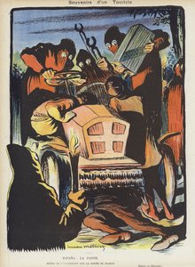Satira na motoristický závod Paříž-Madrid v roce 1903. Ilustrace pro Le Rire
