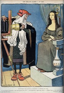Mona Lisa - La Gioconda - (Mona Lisa sedí - Leonardo Da Vinci (Leonard de Vinci) zápasí s kamerou. Leonardo říká, že král Francois 1 je pro něj velmi dobrý, ale toužil zemřít v náručí Mony Lisy spíše než ty z ki