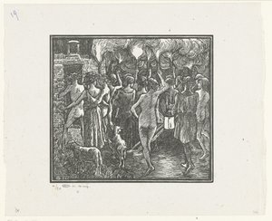 Z fakkeloptochtu Dafnis a Chloe, pochodový průvod Dafnis a Chloe (název série) od Lucien Pissarro