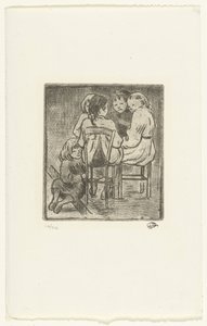 Skupina pěti sedících dívek od Lucien Pissarro