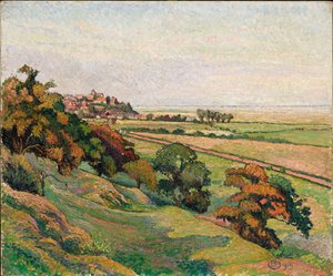 Žito z Cadboroughu, západ slunce od Lucien Pissarro