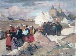Breton muži a ženy, kolem roku 1909 (olej na plátně)