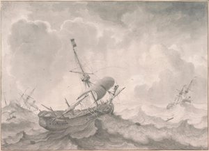 L.Backhuysen, lodě na rozbouřených mořích od Ludolf Backhuysen