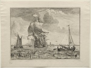 Námořní scéna s Amsterdamem v dálce, 1701. od Ludolf Backhuysen