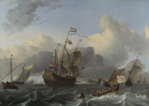 Vlajková loď Eendracht a flotila holandských válečných mužů, c. 1670