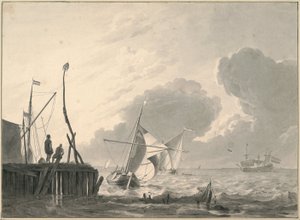 Přístav na moři za bouřky od Ludolf Bakhuizen