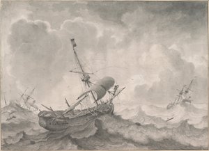 Lodě na rozbouřeném moři od Ludolf Bakhuizen