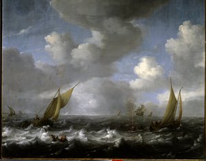 námořnictvo. Obraz Ludolfa Backhuysena (1631-1708) Ec. Hol.