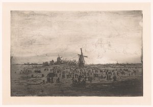 Holandská zimní krajina s větrnými mlýny a bruslaři Holandská zimní krajina s větrnými mlýny a bruslaři od Ludovic Napoléon Lepic