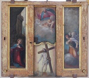 Zvěstování, Bůh Otec ve slávě a drahocenná krev Kristova od Ludovico Carracci