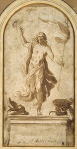 The Resurrection (pero a hnědý inkoust s hnědým praním) od Ludovico Carracci