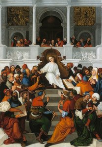 Dvanáctiletý Ježíš vyučující v chrámu. 1524