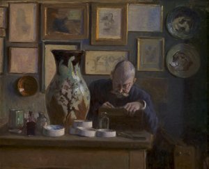 Architekt Thorvald Bindesbøll ve své studii