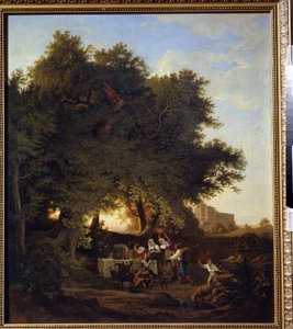 U Studny. Obraz Ludwiga Richtera (1803-1884). německé umění. Olej na plátně. Regionální muzeum umění I. Kramskoi, Voroněž (Voronezh), Rusko.