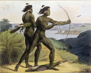 Lov v Sanfranciském zálivu, z rytiny "Voyage Pittoresque Autour du Monde", kterou vyryl Jean Augustin Franquelin (1798-1839) a která byla vydána v roce 1822.
