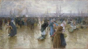 Rybí trh v Altoně, 1890 pastel na kartonu