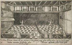 Hra skutečného tenisu, cca 1600 (rytina) od Ludwig Ditzinger