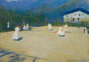 Tenisový kurt v Gossensass, 1908.