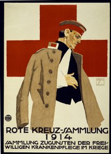 Fundraisingová kampaň pro německý Červený kříž, hospoda. 1914 (barevné lito) od Ludwig Hohlwein