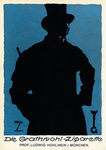 Tabák: reklamní plakát na cigarety "Die Grathnohl Zigarette", Mnichov 20. (plakát) od Ludwig Hohlwein
