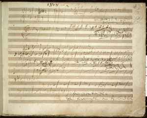 Přidat. 31766, f.2 Symfonie č. 6 F dur, op. 68 také známý jako Pastorační symfonie (inkoust na papíře) od Ludwig van Beethoven