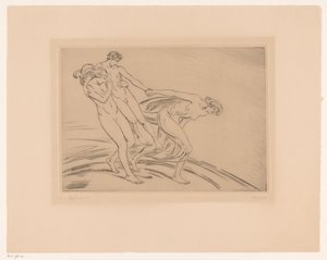 Dvě ženy unesou muže od Ludwig von Hofmann (signed by artist)